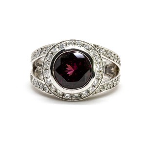 14K Rhodolite Garnet Diamond Ring